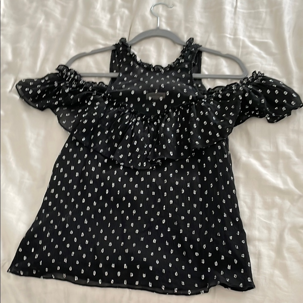 Black Ruffled Off-Shoulder Top